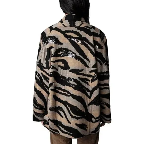 Zadig & Voltaire Maya We Tiger Wool Cardigan with Sequins Oversized Fit xs/s - Picture 7 of 15